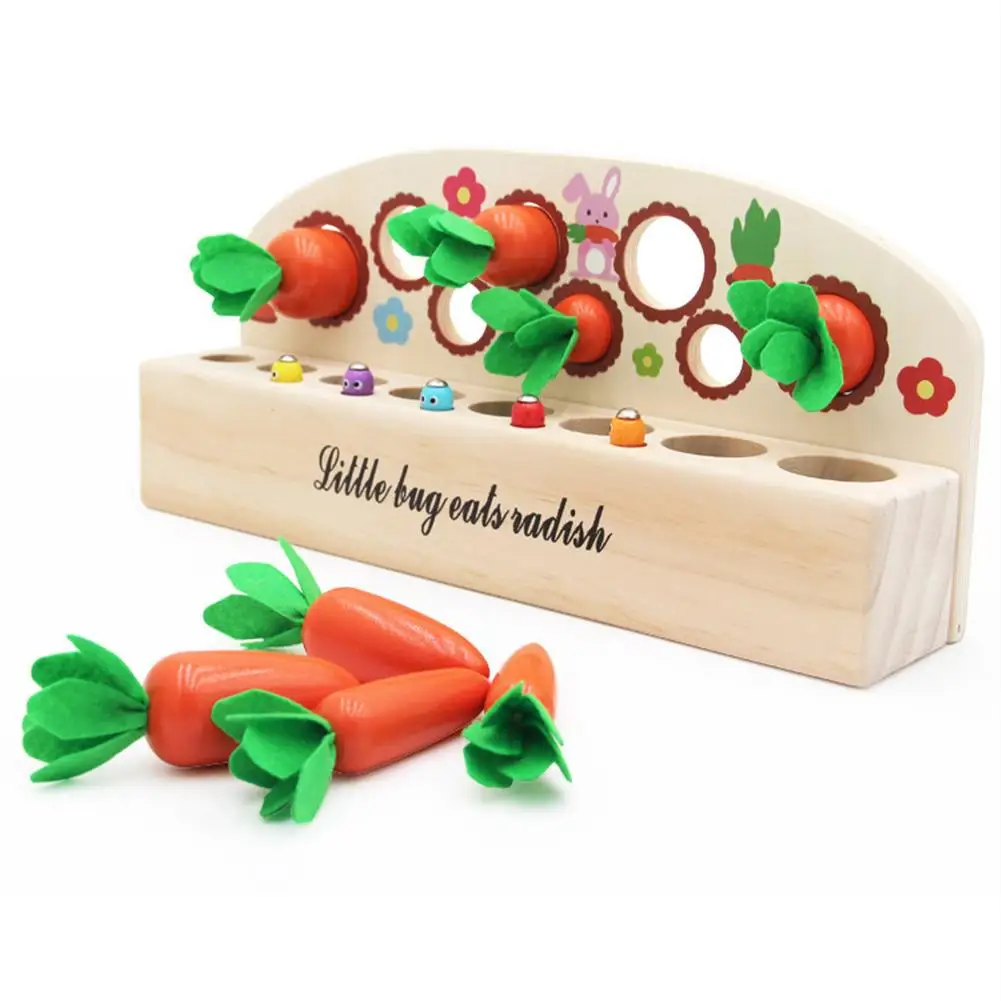 

Harvest Carrot Kids Wooden Montessori Toys Block Set Children Size Cognition Shape Matching Carrot Game Early Education Toys