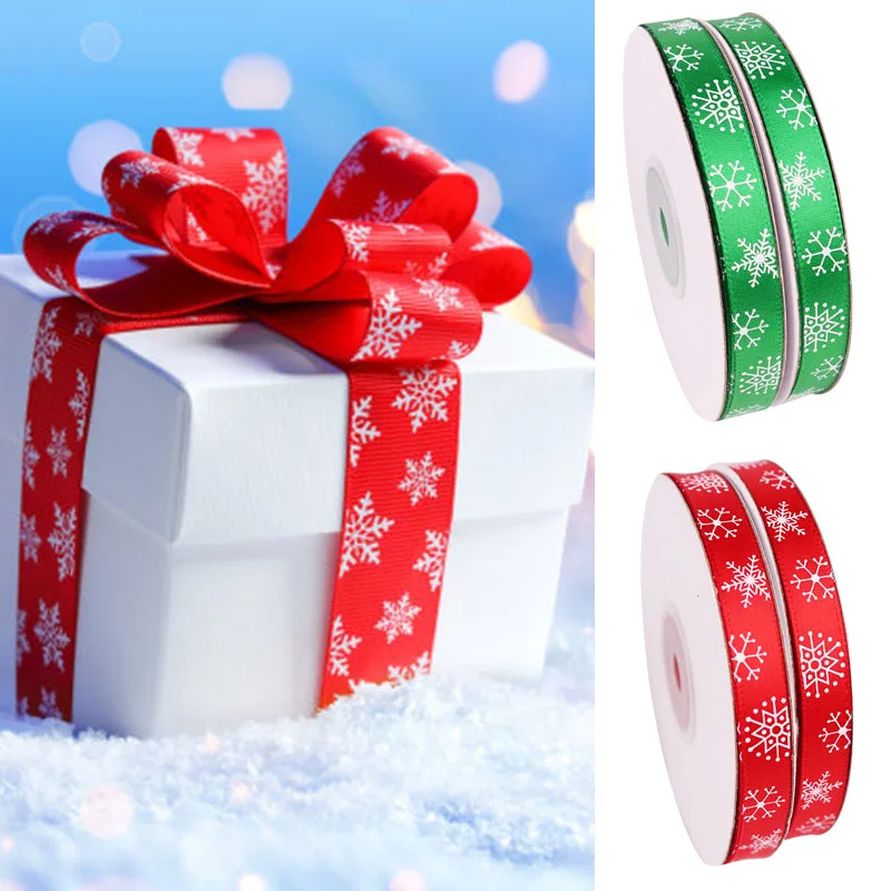 Christmas Ribbon Snowflake Printed For Handmade Craft Gift Wrapping Party Decorations | Дом и сад