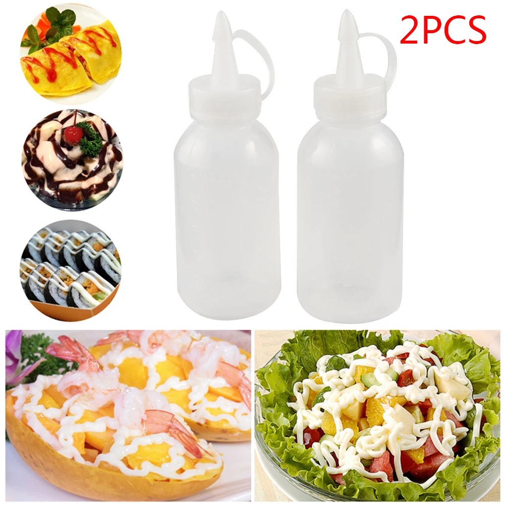 

2PCS BBQ bottle for oil Ketchup Sauce Dispenser Bottles Olive Oil Dispensing Bottle Mayonnaise Squeeze Jar with Cap Safe Tools