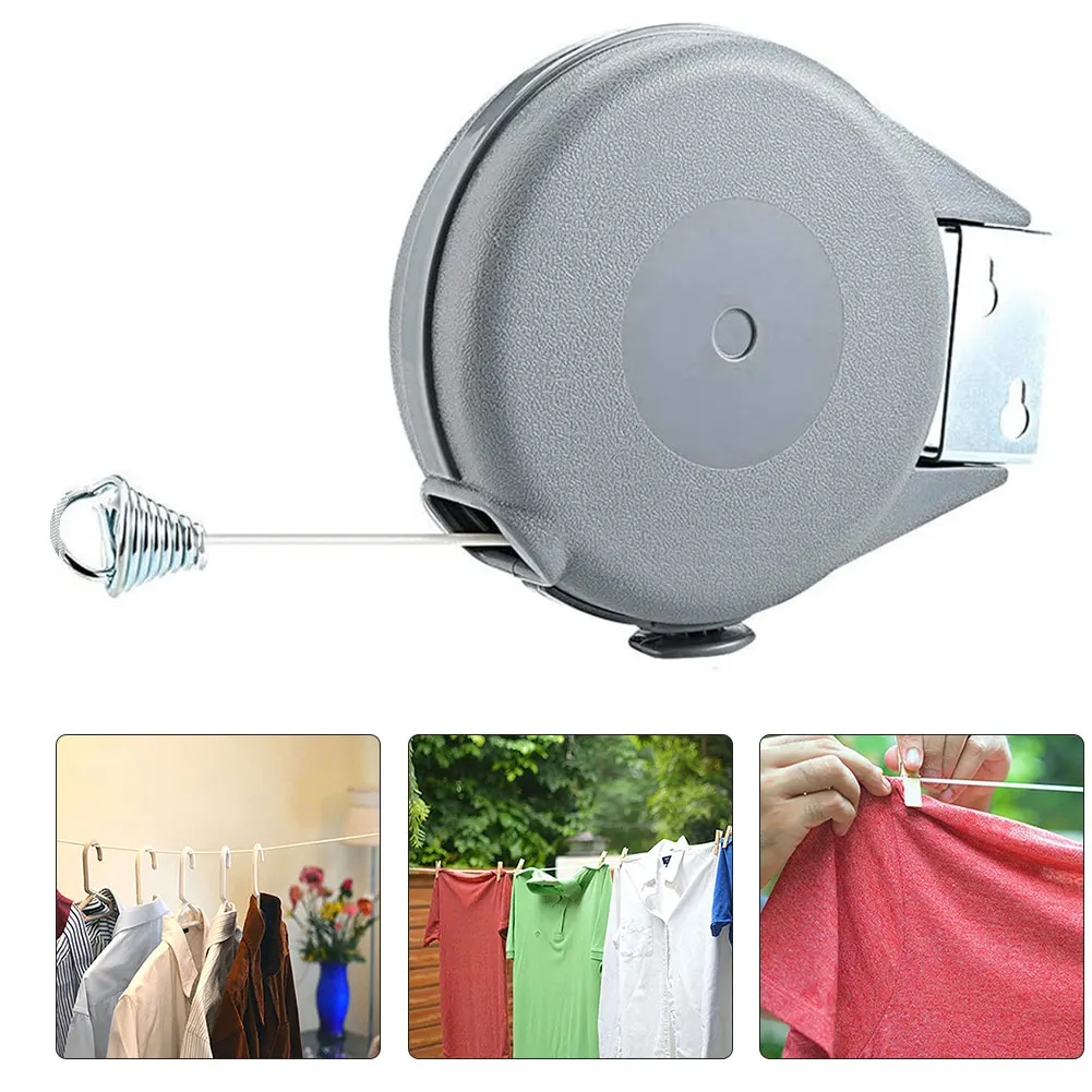

Retractable Washing Line Wall Mount Extendable Clothes Rope Heavy Duty Laundry Drying Clothesline 12m Grey