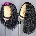 Luvin кудрявые 4x4 парик на сетке 13x4 водные волнистые человеческие волосы парики для женщин 5x5 закрытие короткий боб парик свободная глубокая волна