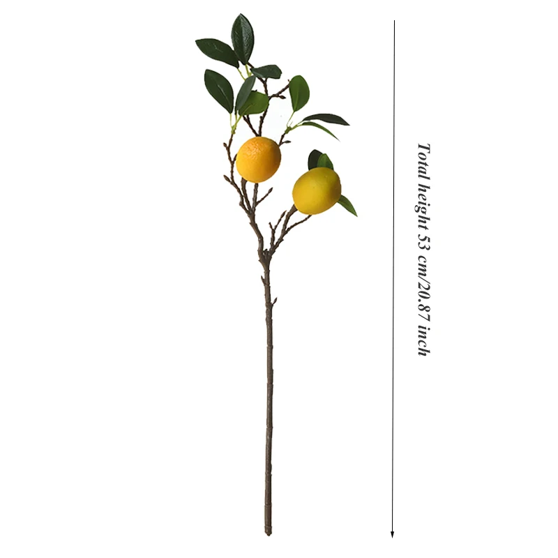 SunMade Luxury Lemon Fruit Branch with Green Leaves Artificial Flowers Photography Props Flores Artificales Fake Plants Fall images - 6