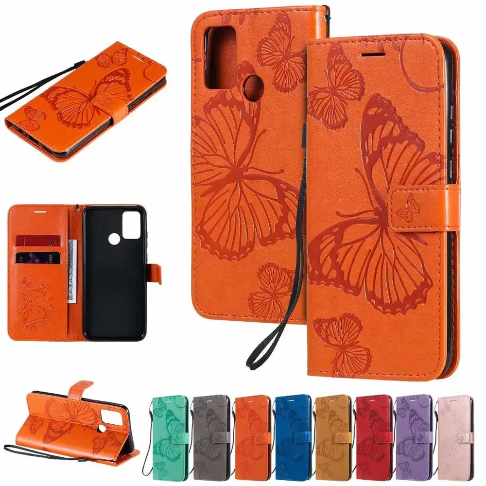 

3D Butterfly Flip Phone Case For Honor 9A 9C 9S 30 Lite 30 Pro Plus Play 4T Pro Y5p Y6p Y7p Mate 40 Nova 7i Wallet Phone Cover