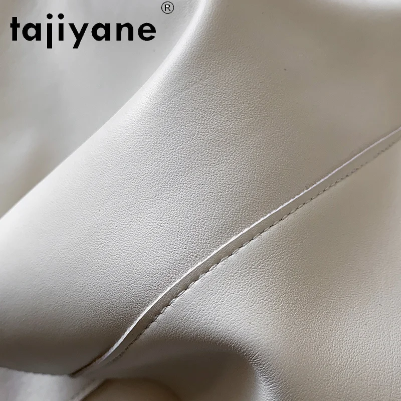 Мини юбка женская с завышенной талией из овечьей кожи