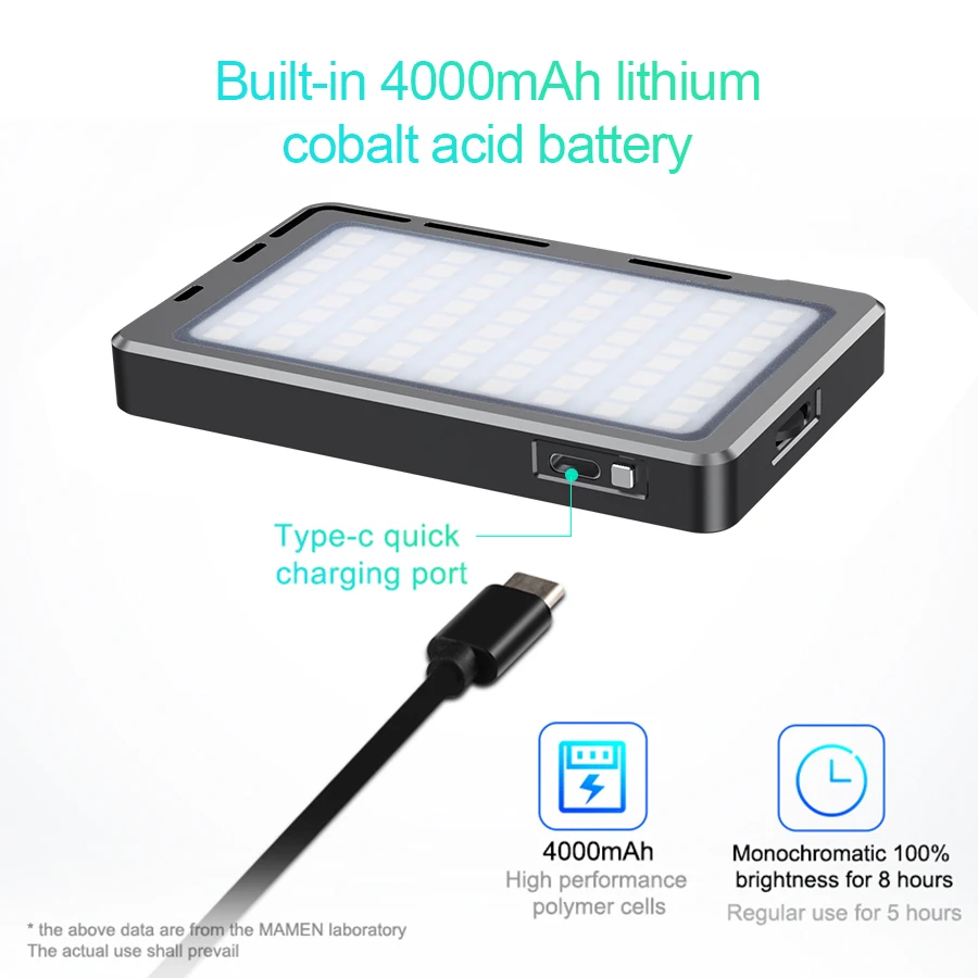 MAMEN 72 мини светодиодный видео светильник RGB 1000k 9000k на камеру телефона DSLR съемки