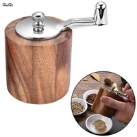 wood pepper grinder manual stainless steel salt shaker pepper mill hand crank seasoning solid spice grinder kitchen tools