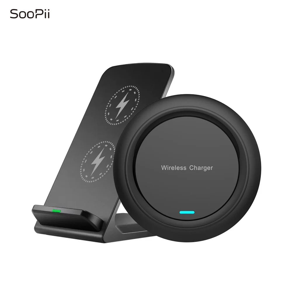 SooPii 2-Pack Беспроводное зарядное устройство, 10W Max Qi-сертифицированная Быстрая зарядка подставка и коврик для iPhone 11/11Pro/11Pro Max/XS Max/X и Galaxy