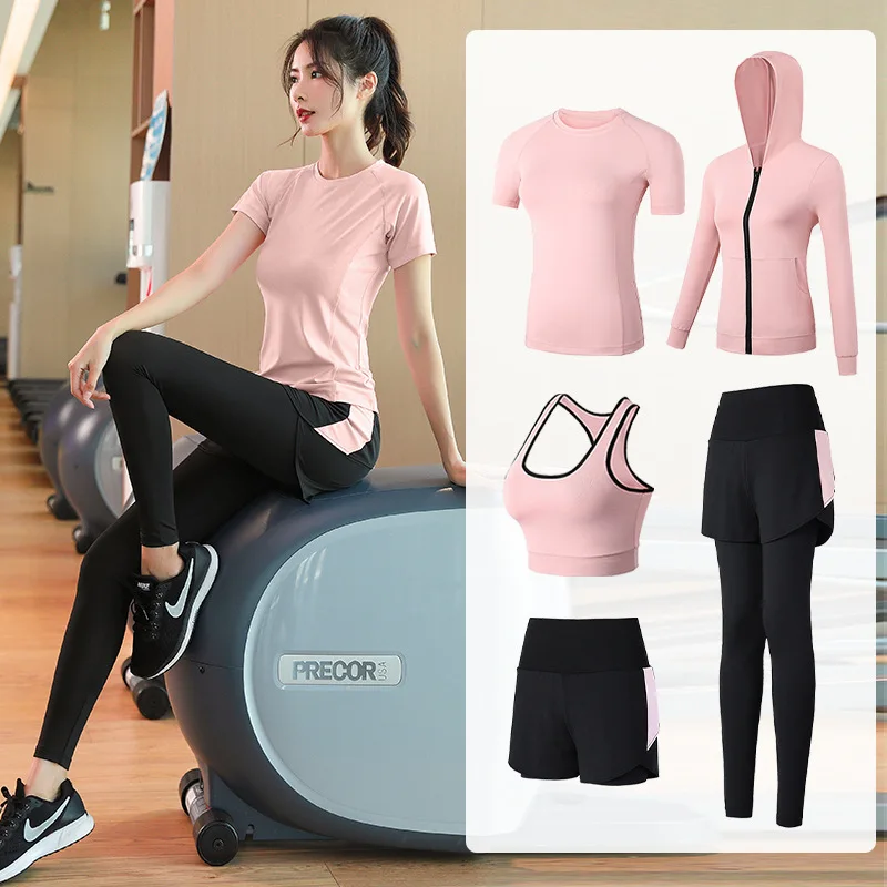 New Tracksuit Women Yoga Suit 5pcs Fitness Gym Set Breathable Running Outdoor Jogging Outfit Sportwear Leisure Sport Wear Female | Спорт и