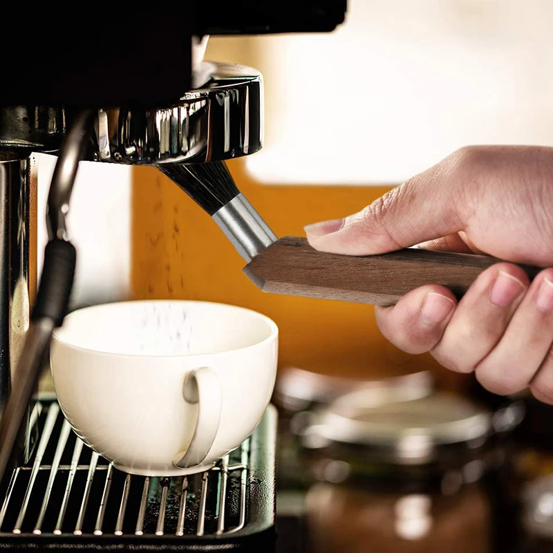 

1 Pcs Coffee Grinder Cleaning Brush Boar Bristles Walnut Wood Handle with Hanging Belt Hot Coffee Grinder Brushes