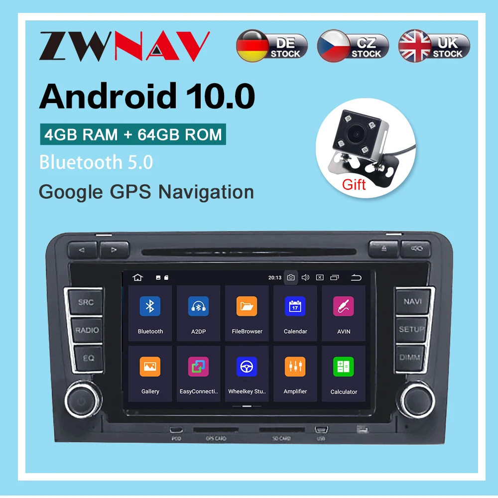 

For AUDI A3 2003-2013 Android 10 4G64G Car Radio Player GPS Navigation car Multimedia Player Radio stereo Head Unit dsp