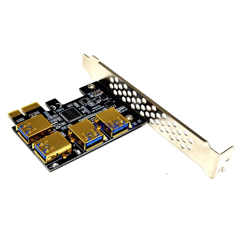Переходник Райзер PCIe с 4 портами плата адаптера PCI-E 1x на USB 3 0 Rabbet GPU удлинитель