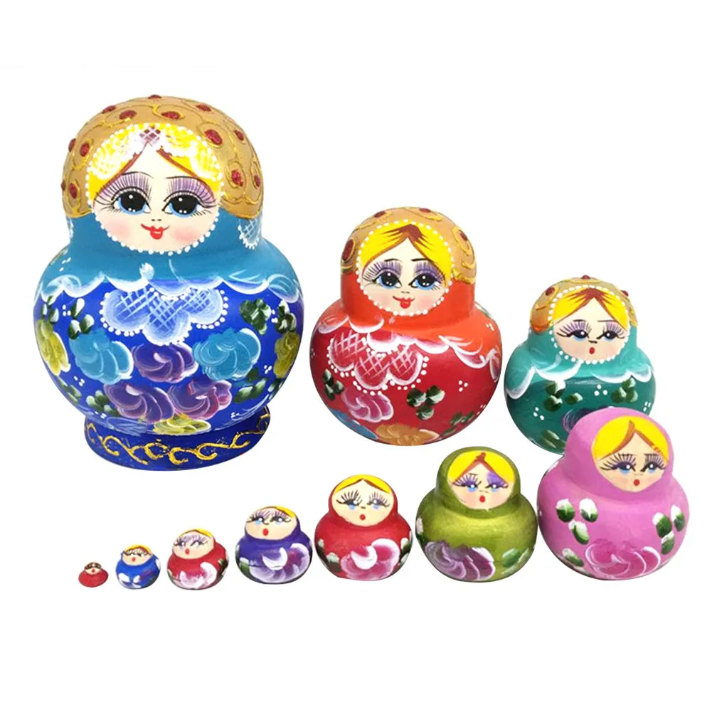 

10PCS Creative Big Belly Nesting Dolls Children's Toys Matryoshka Doll Handmade Painted Set Toy Wishing Russian Doll Pleasant