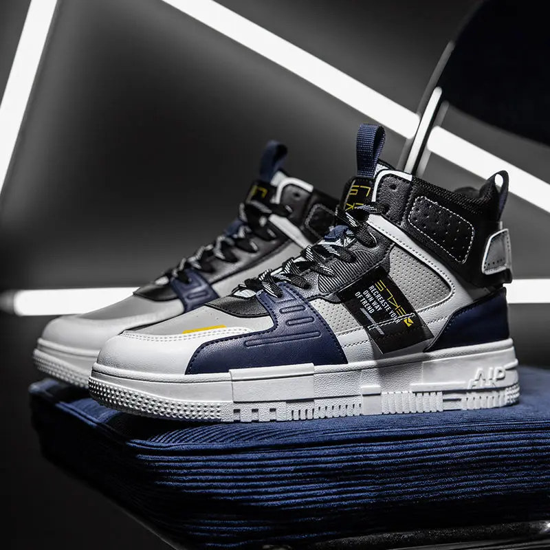 

Autumn Men's Sneakers Fashion Colors Hip Hop Platform Footwear Men Outside Reflective High Top Men Trainers Shoes Casual