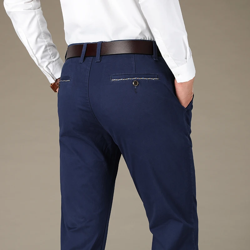 Мужские брюки хлопковые прямые 4 цвета размера плюс костюм 42 44 46 бархат высокое