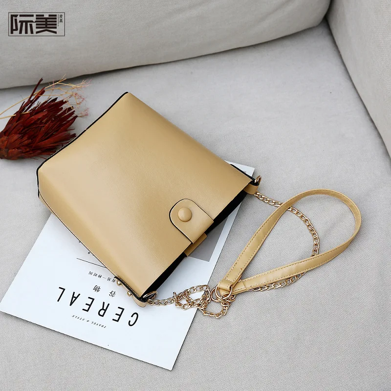 Маленькая сумка из натуральной кожи для женщин сумка-ведро на одной цепочке