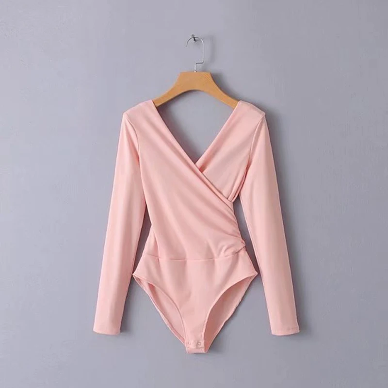 

Long sleeve Jumpsuit women's new V-neck Jumpsuit comfortable body temperament pure cotton Jumpsuit