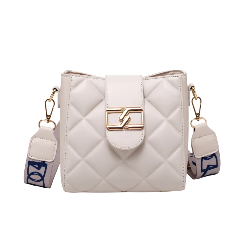 

Mini Quilted PU Leather Bucket Crossbody Bag for Women 2021 Fashion Summer Lady Purse and Handbag Trends Luxury Blue