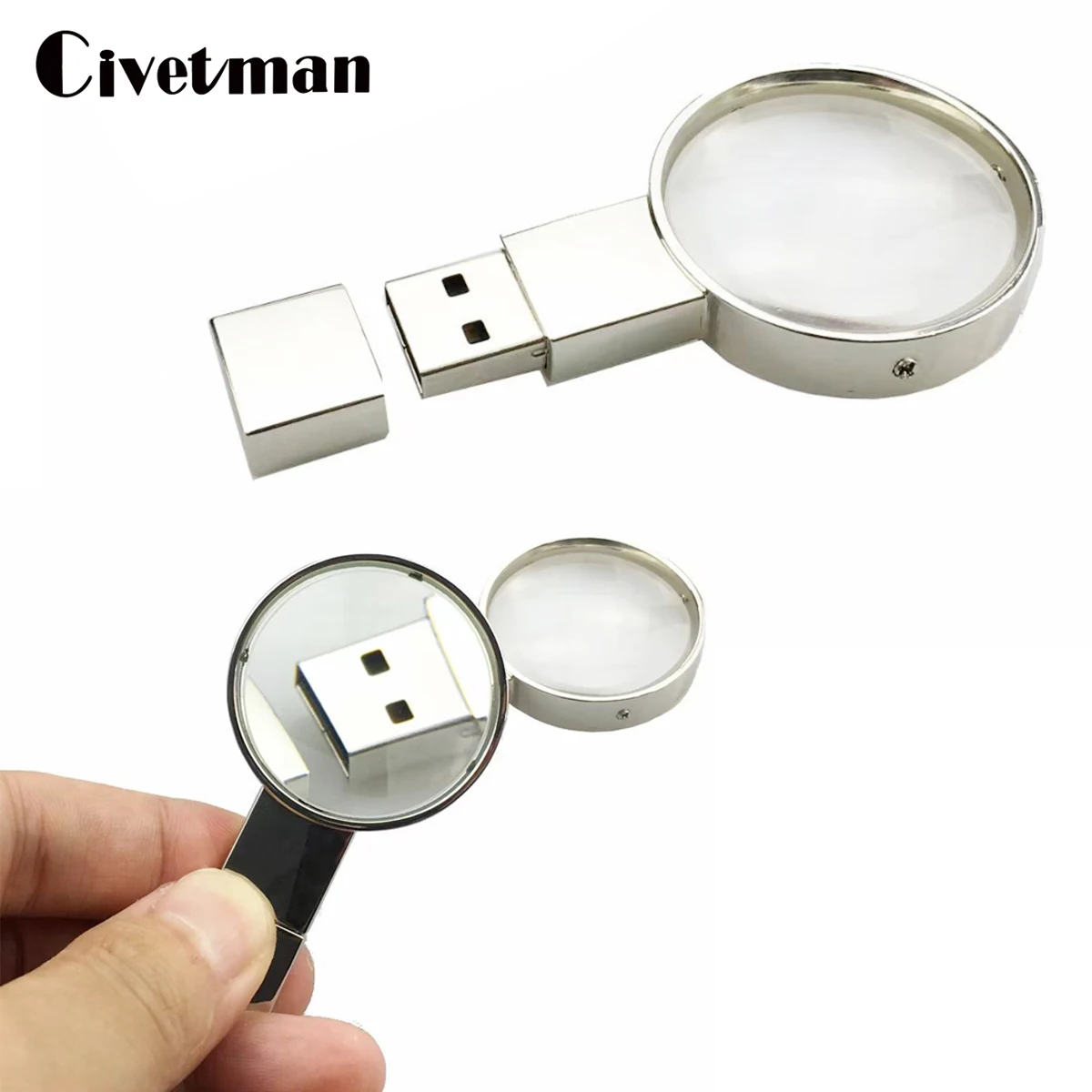 

New Magnifying Glass USB 2.0 Flash Drive 8GB 16GB 32GB 64GB 128GB 256GB Mini Magnifier Pen Drive USB Memory Stick Memories Disk