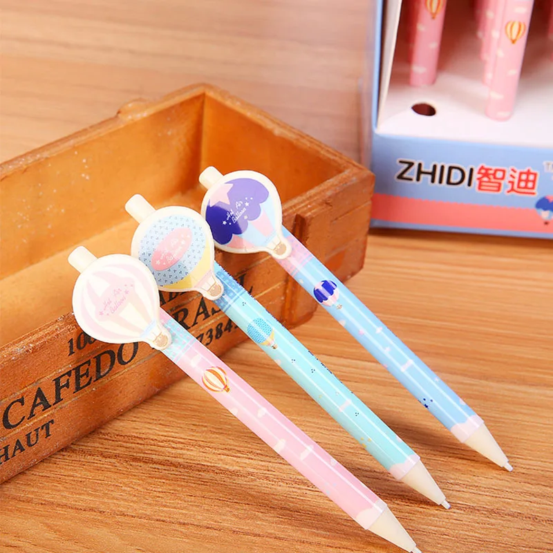 

48 pcs/lot Kawaii Hot Air Balloon Mechanical Pencil Cute Student Automatic Pen For Kid School Office Supply