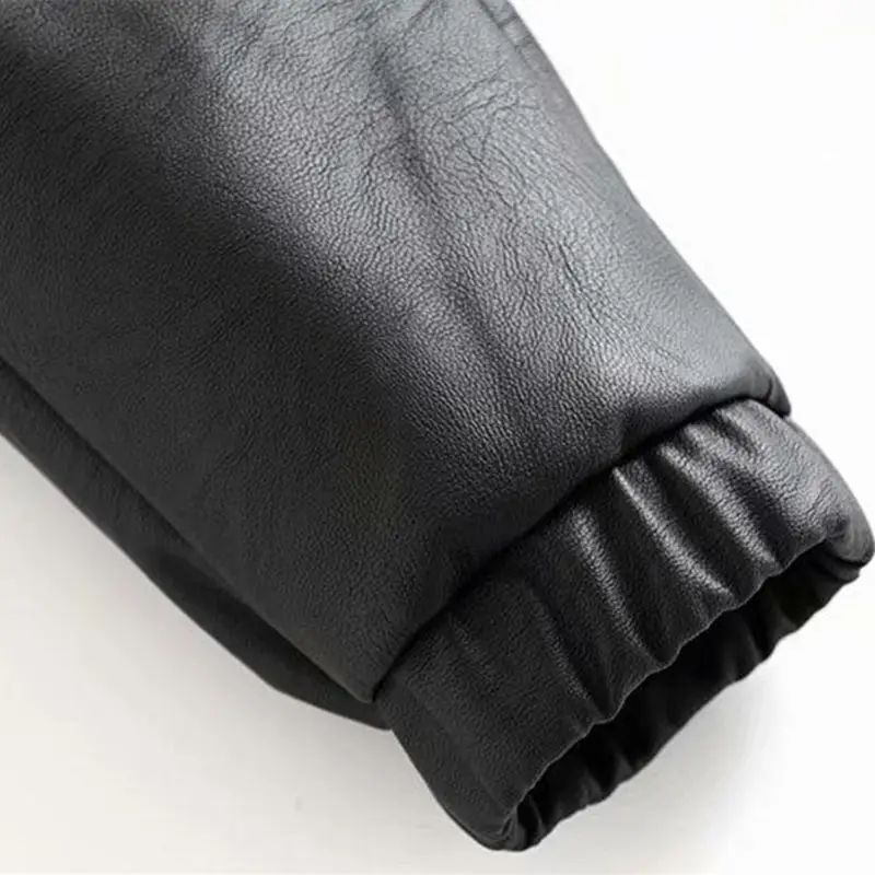 

Black Faux Leather Pants Women Fashion Elastic High Waist Pants Office Ladies PU Leather Ankle Trousers Pantalones Mujer Q2864