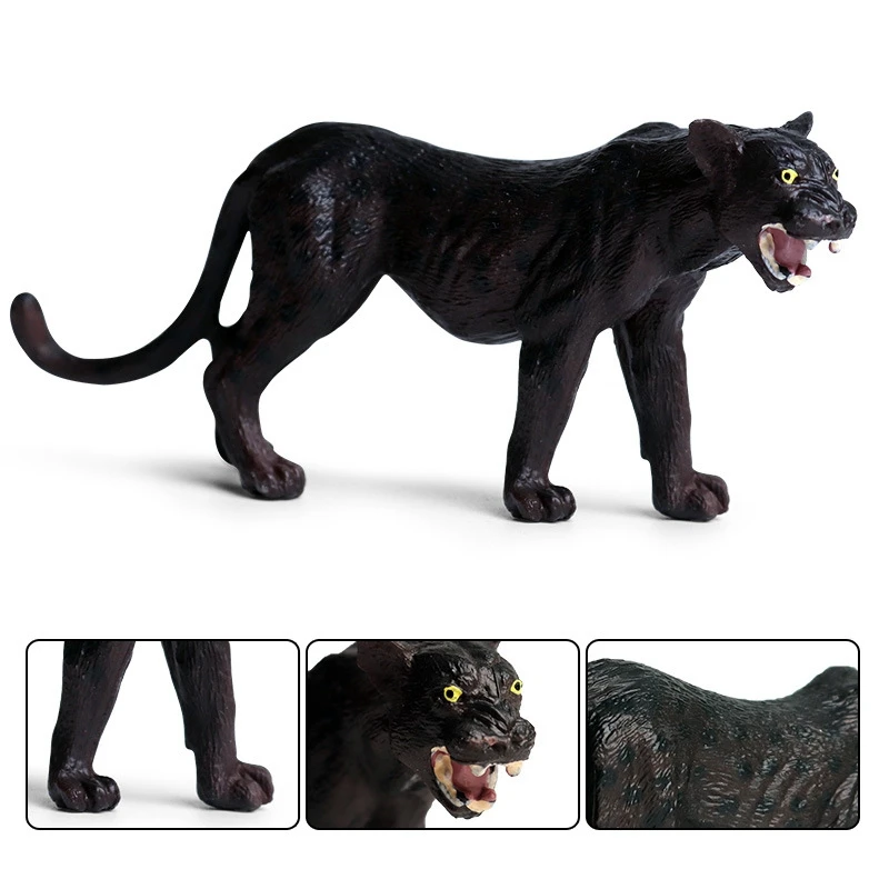 

Cognitive Toy Simulation Black Panther Family Collection Toy Plastic Animal Static Solid Wild Animal Toy Children