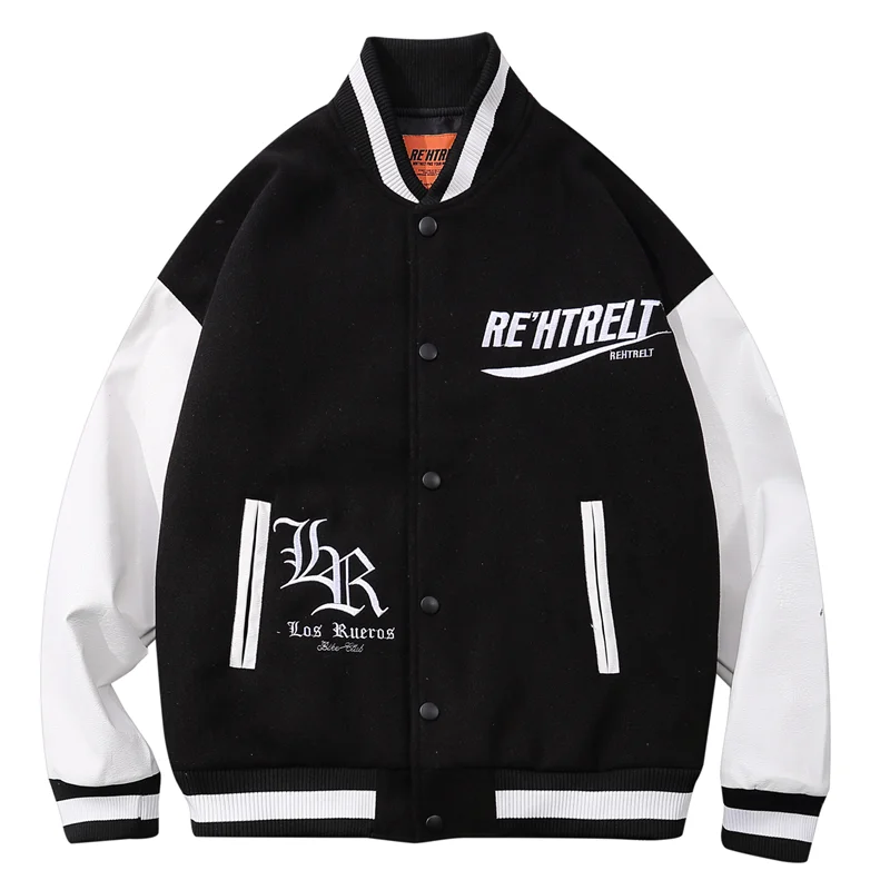 

Mens Baseball Jacket Letter Embroidery Stitching Harajuku Streetwear Hip Hop Oversized Bomber Jackets 2021 Fashion College Coat