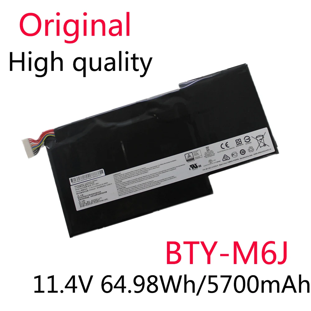 

BTY-M6J Original Battery For MSI GS63VR GS73VR 6RF-001US BP-16K1-31 9N793J200 Tablet PC MS-17B1 MS-16K2 11.4V 64.98wh 5700mAh