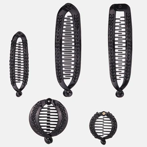 Зажим для волос, в форме рыбы, заколка банан, черный, с заколки с камнями аксессуарами для волос, для женщин, зажим для волос