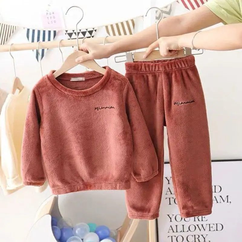 

Комплект одежды для мальчиков и девочек, зимний утепленный вельветовый костюм из 2 предметов, рождественский подарок, От 3 до 7 лет