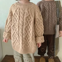 2021 fashion korean style winter autumn children knit outerwear baby boys girls sweater o neck kids jumper pull over shirt