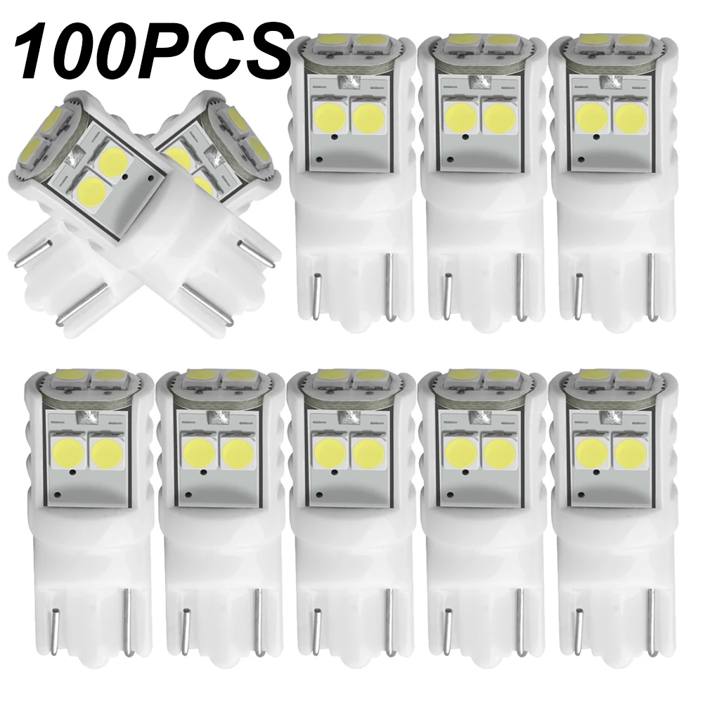 

100X T10 W5W Ceramics LED Waterproof Wedge Licence Plate Lights WY5W Turn Side Lamp Car Reading Dome Light Auto Parking Bulb 12V