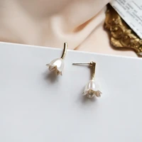 925 silver needle girl gift earrings fairy design delicate jewelry metal alloy white resin flower earrings for women jewelry