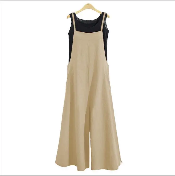 

2020 Summer New Women Pants Casual Loose Linen Cotton Jumpsuit Sleeveless Backless Playsuit Trousers Overalls