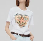 Летняя модная футболка с рисунком херувима, женские топы, черные футболки с круглым вырезом, забавная футболка для девочек с ангелом