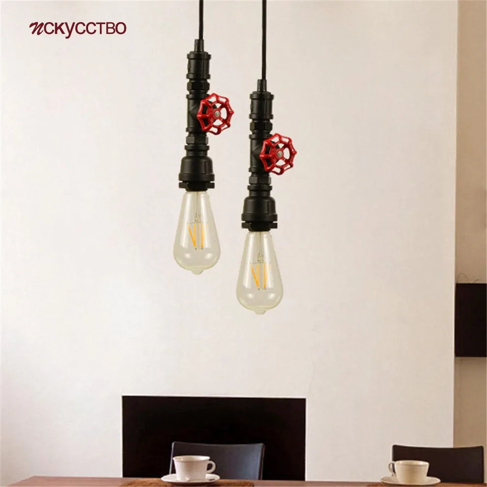 

Американский промышленный подвесной светильник для водопроводной трубы E27 Led ретро кафе бар ресторан Кухонные светильники Светильник s под...