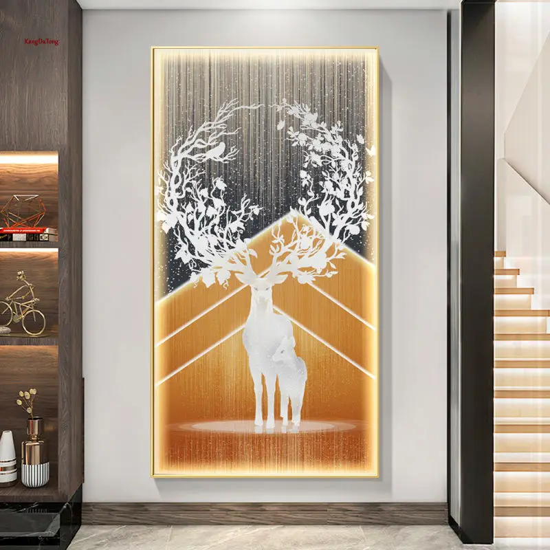 

Modern Lucky Deer Led Interior Decoration Mural Lamp Suitable For Home Entrance Hallway Living Room Room Wall Home Fixed Lamp