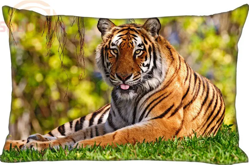 Обычная подушка чехол Тигр прямоугольник Подушка на молнии Чехол 45x35 см (одна