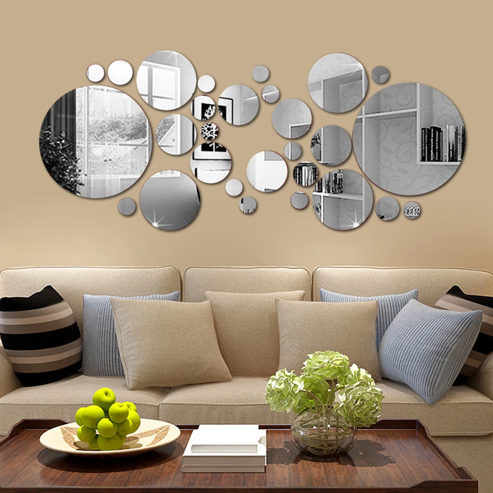 

26pcs 3D Mirror Wall Sticker Round Mirror DIY TV Background Bathroom Stickers Wall Decor bedroom Bathroom Home Decoration mirror