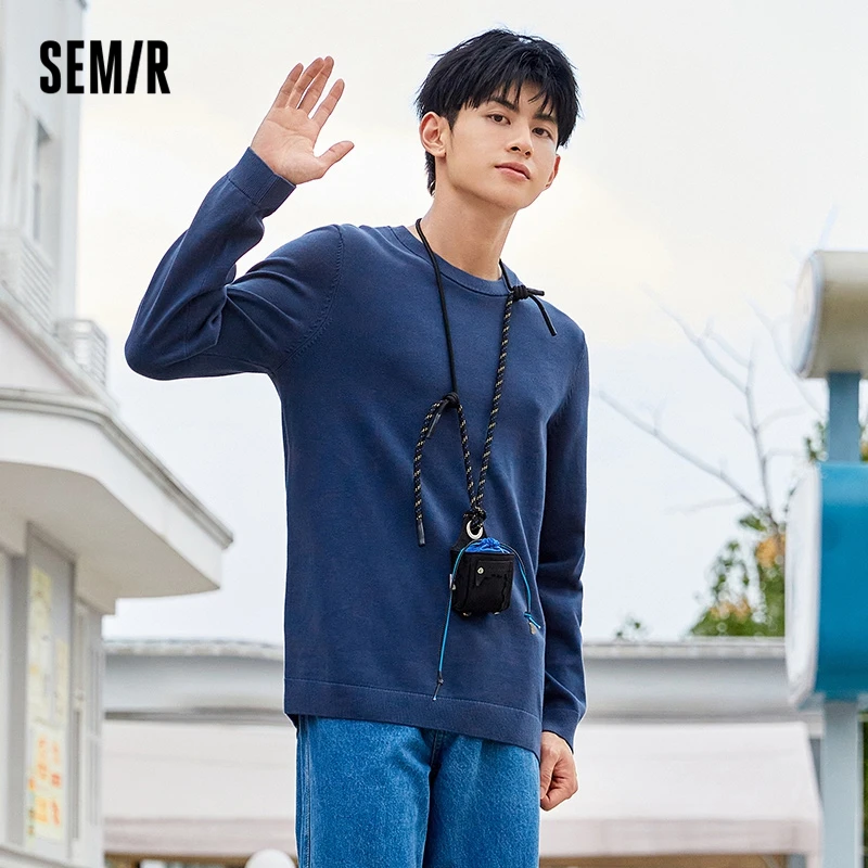 

SEMIR Knit Sweater Men Classic Basic O Neck Solid 2021 Winter New Outer And Inner Clothes Men'S Casual Sweater