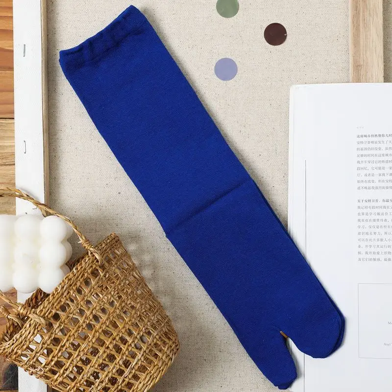 

3 Pairs New Two Finger Socks Autumn and Winter Medium Tube Solid Color Women Sweat Absorbing Warm Quality Cotton Simple Style