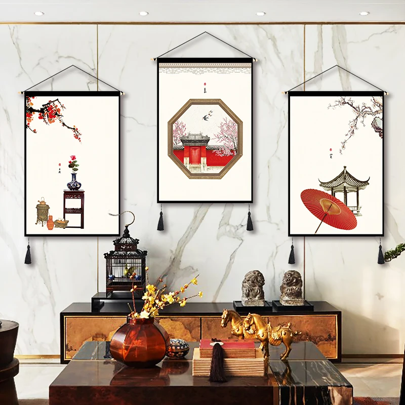 

Chinese Style Flower Decorative Painting Wall Art Scroll Paintings Poster Home Decor Store Bedroom Living Room
