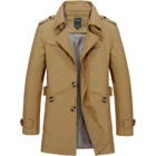 Модный мужской осенний Тренч 5 цветов, деловая куртка, Классическая длинная хлопковая ветровка, куртки, пальто, Повседневная зимняя верхняя одежда