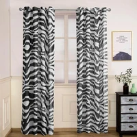 imitation linen printed decoration curtains bedroom shading finished curtain black and white zebra stripes curtain custom made