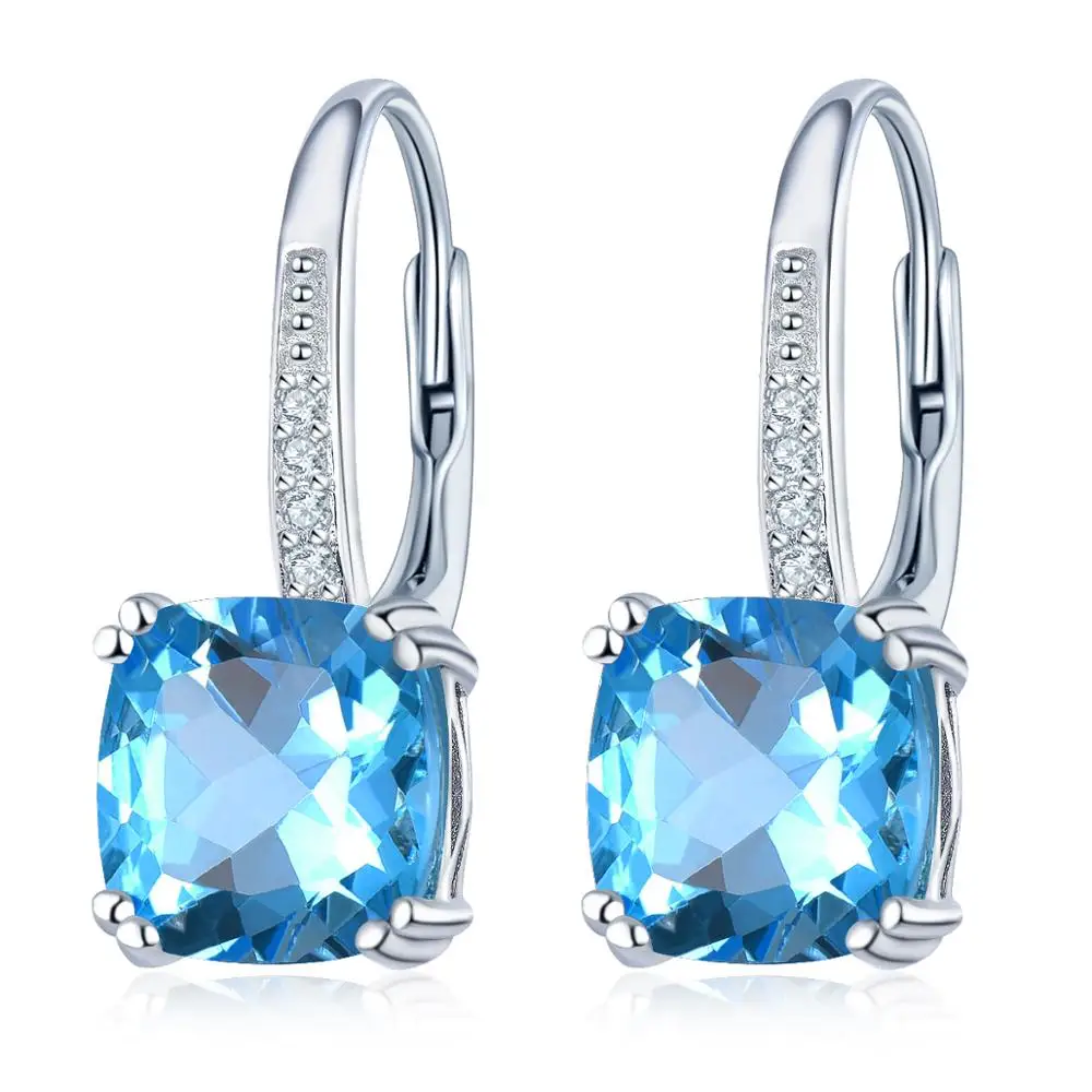 Swiss Blue Topaz Hutang 3.94ct желтый цитриновые серьги 925 пробы серебро 12 натуральный драгоценный камень Изысканные Ювелирные изделия из кристаллов для Для женщин на Рождество - Цвет камня: Swiss Blue Topaz