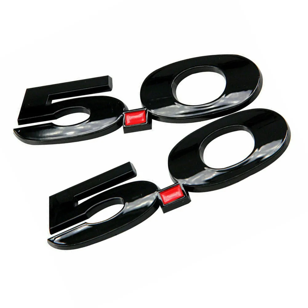 

13.9*3.7*0.55CM Car Sticker 2Pc 5.0 Badge Black Zinc Alloy Replacement