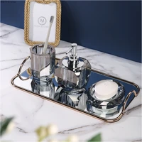 high end transparent crystal glass soap dispenser bathroom cup set soap box shampoo bottle shower gel bottled wedding gift