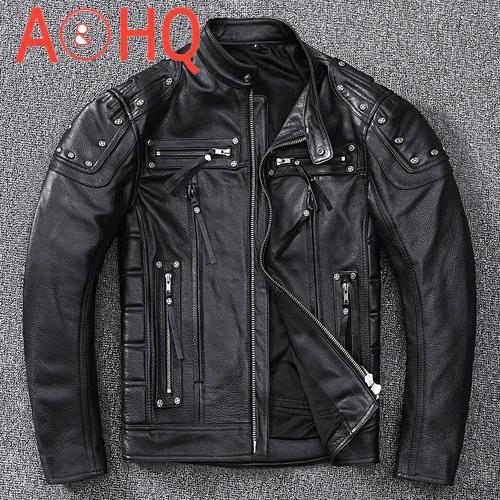 

Мужская мотоциклетная куртка из натуральной воловьей кожи, осенняя куртка-бомбер, LXR1047, 2021