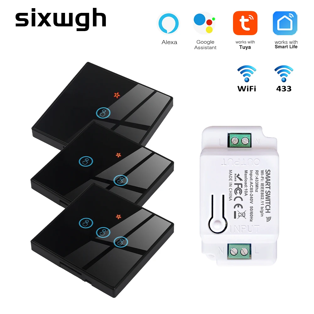 

Tuya Smart Switch 1/2/3Gang Touch Glass Panel Smart Home Wireless WIFI Light Switch Control Module works Google Home Alexa