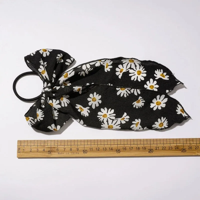 

Daisy Female Hair Scrunchies Girls Ponytail Holder Elastic Hair Band Bowknot Long Streamer Vintage Hair Rope Hair Accessories