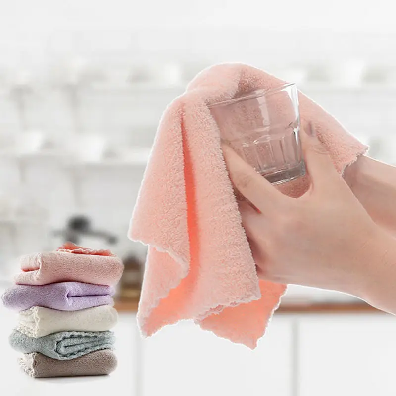 Thickened Cleaning Cloth Kitchen Household Cleaning Super Absorbent Lint-Free Oil-Free Dish Towel to Clean a Table Dishcloth